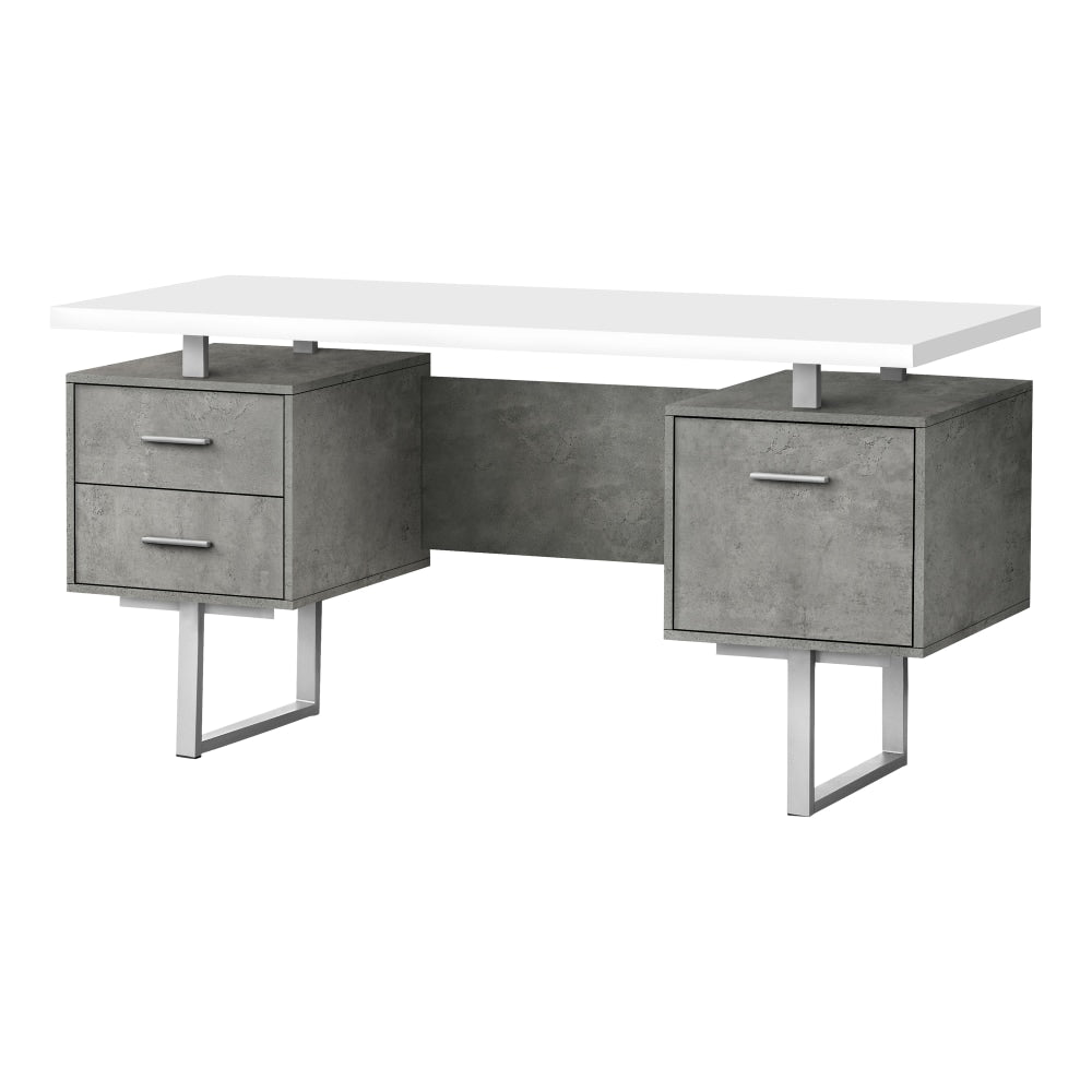 Monarch Specialties Violet 60inW Computer Desk, White/Gray