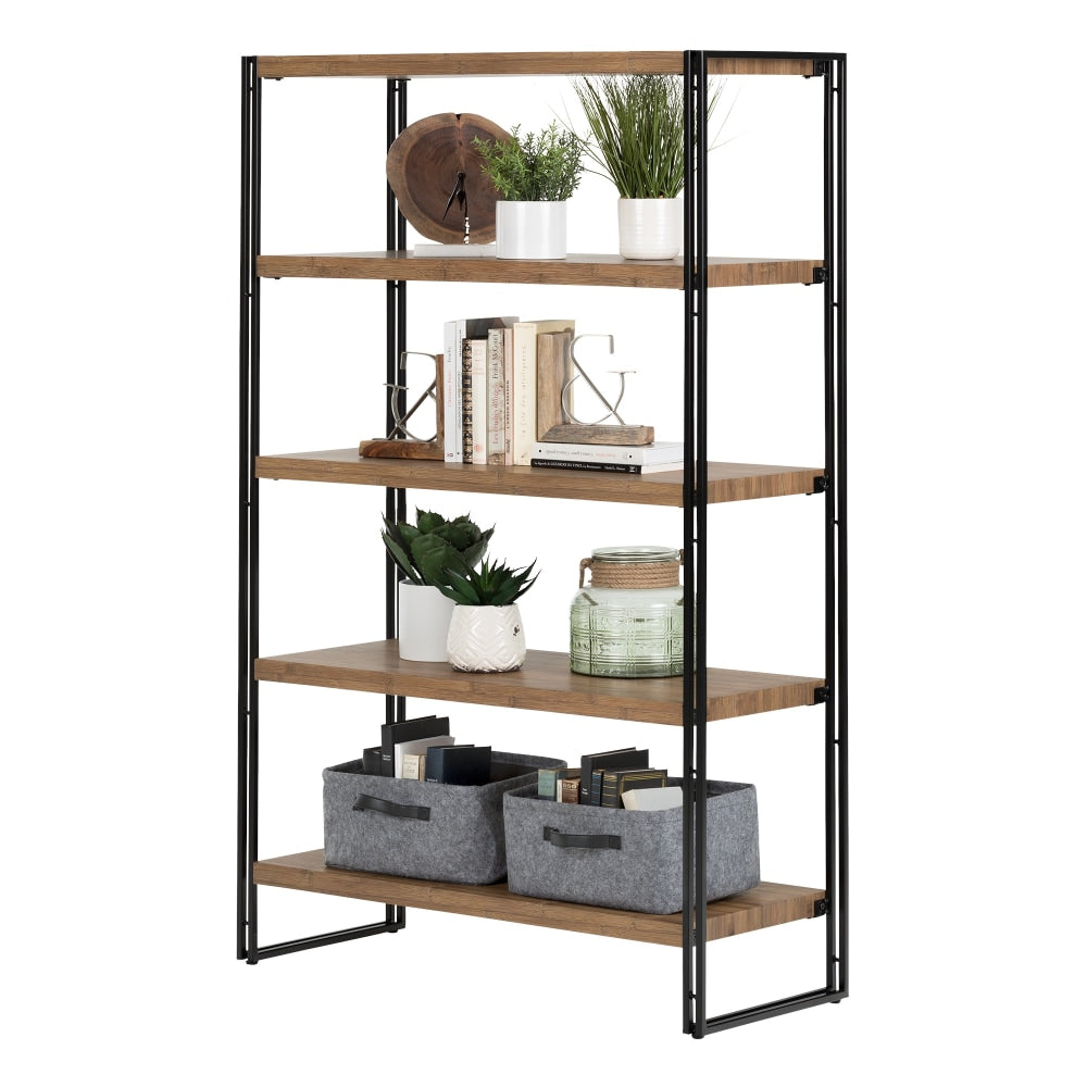 South Shore Gimetri 5-Shelf 39-1/2inW Storage Unit, Rustic Bamboo