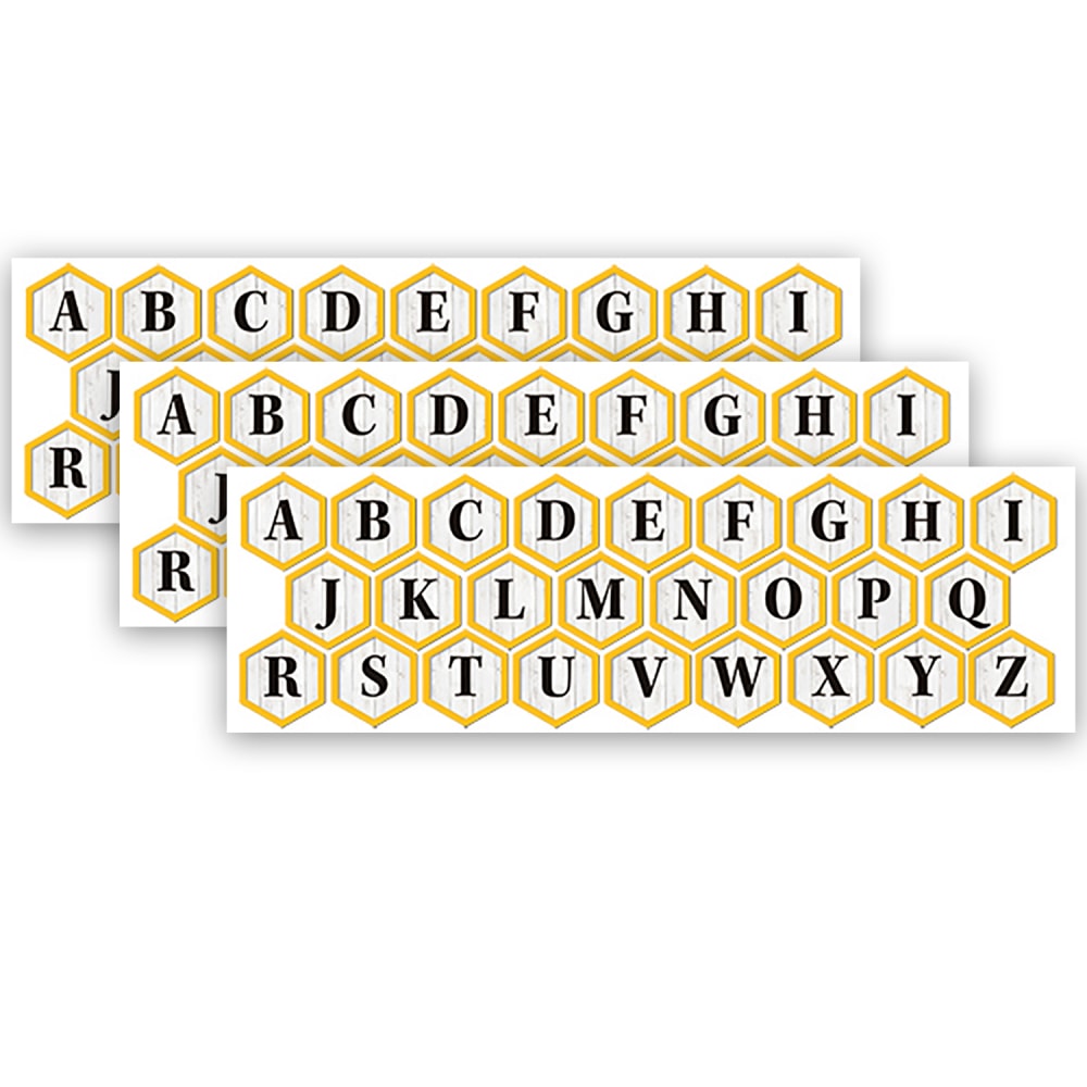 Eureka 4in Deco Letters, The Hive, 96 Letters Per Pack, Set Of 3 Packs