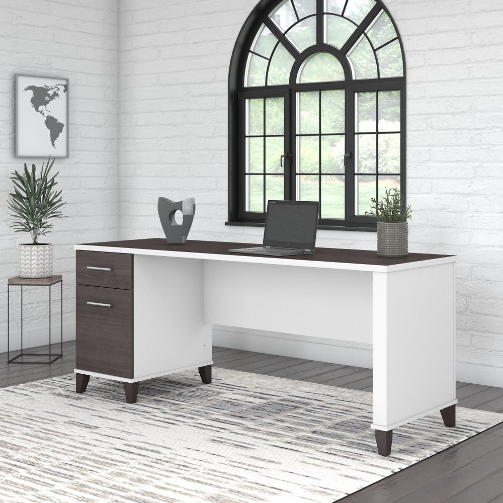 Bush Business Furniture Somerset 72inW Office Computer Desk With Drawers, Storm Gray/White, Standard Delivery