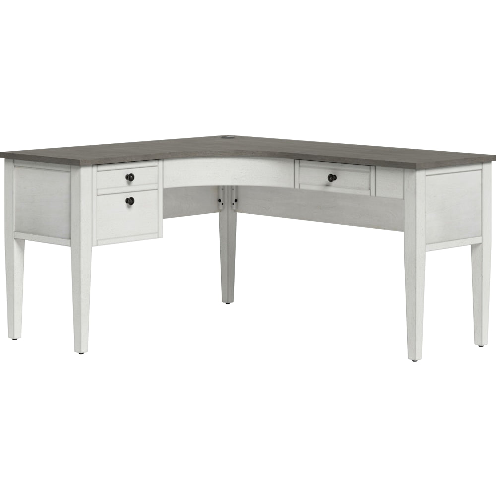 Whalen Lagron 60inW Wood L-Shaped Corner Desk, Arctic White/Shadow Gray