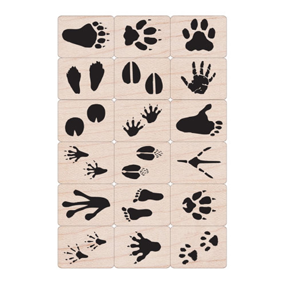 Hero Arts Wood Ink "n Stamp Stamps, 3in x 5in x 3in, Animal Prints, Set Of 18 Stamps