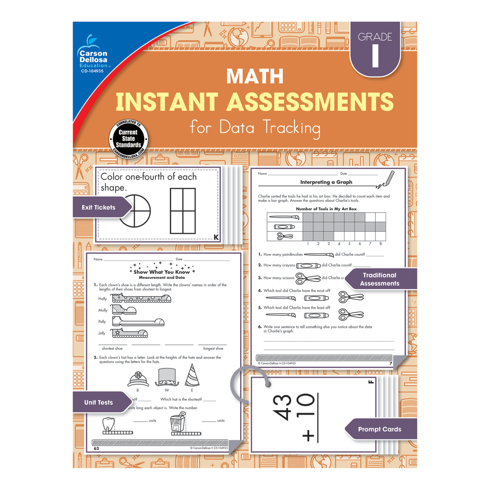 Carson-Dellosa Instant Assessments For Data Tracking Math Resource Book, Grade 1