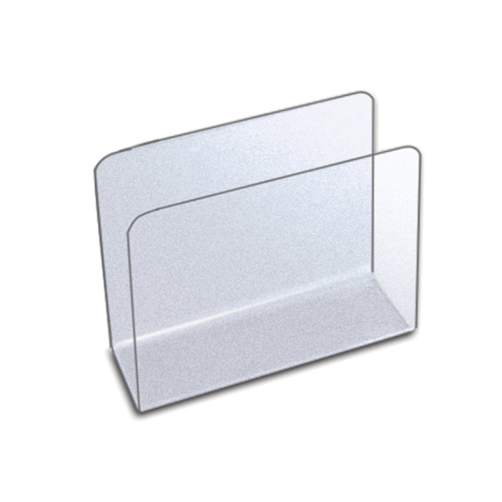 Azar Displays Medium Lateral Desk File Holders, 6-1/2inH x 7-3/4inW x 3-1/2inD, Clear, Pack Of 4 File Holders