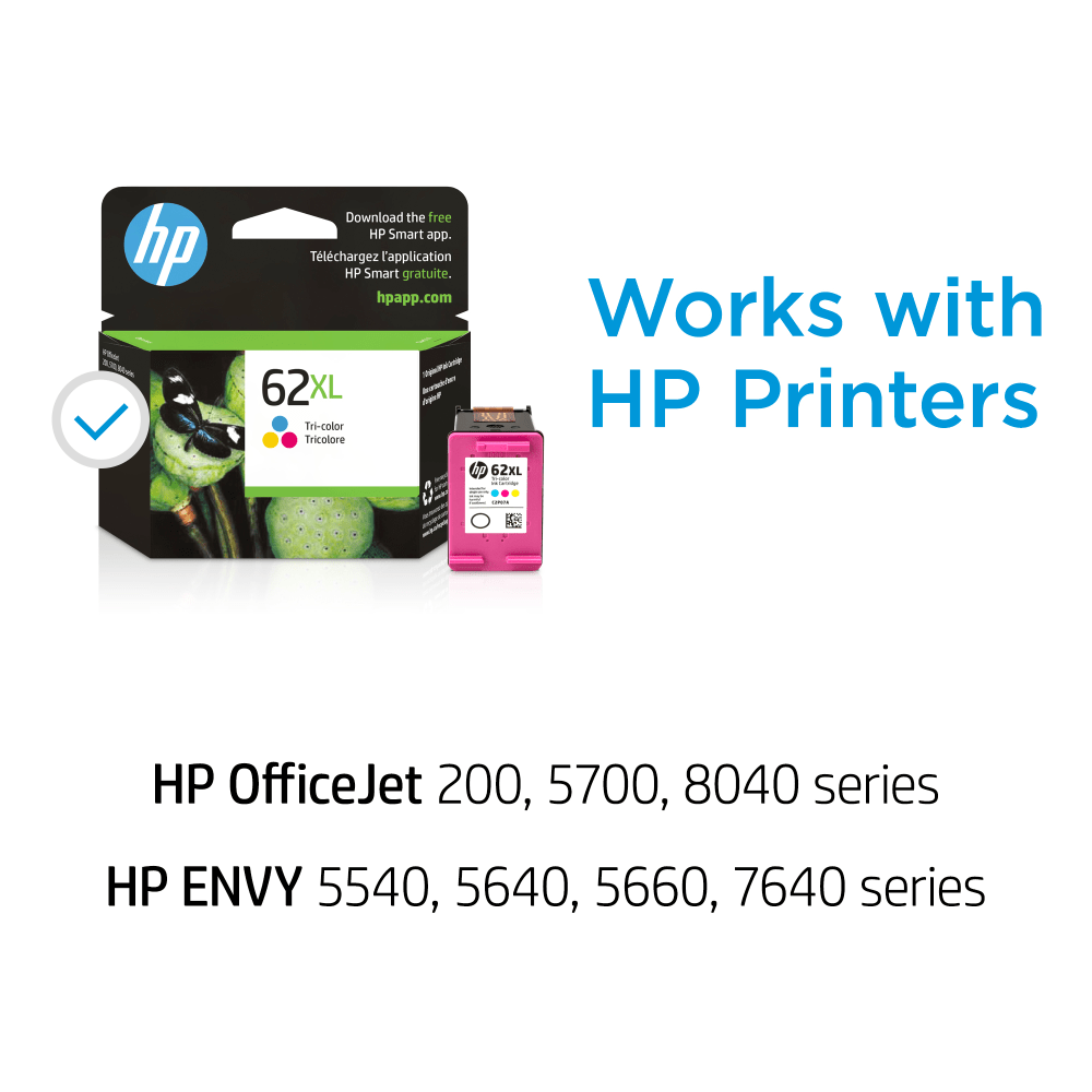 HP 62XL Tri-Color High-Yield Ink Cartridge, C2P07AN