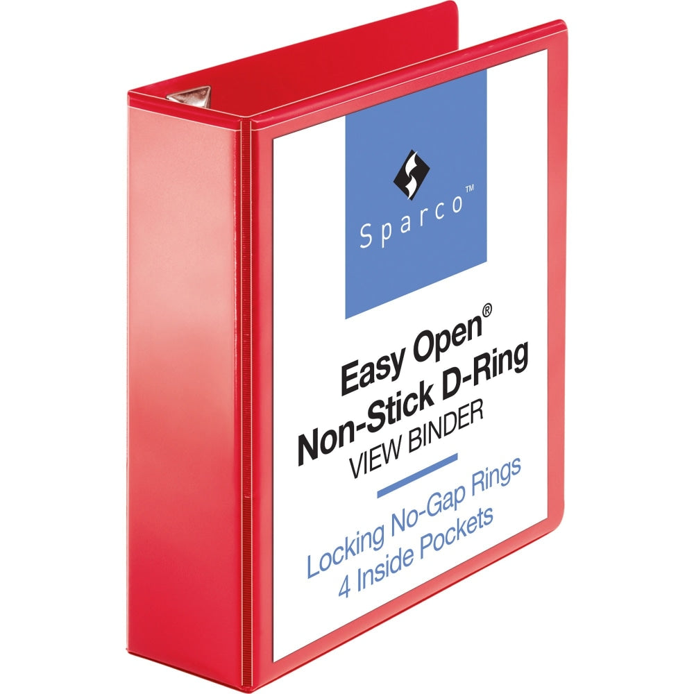 Business Source Red D-ring Binder - 3in Binder Capacity - Letter - 8 1/2in x 11in Sheet Size - D-Ring Fastener(s) - 4 Pocket(s) - Polypropylene - Red - 1 Each