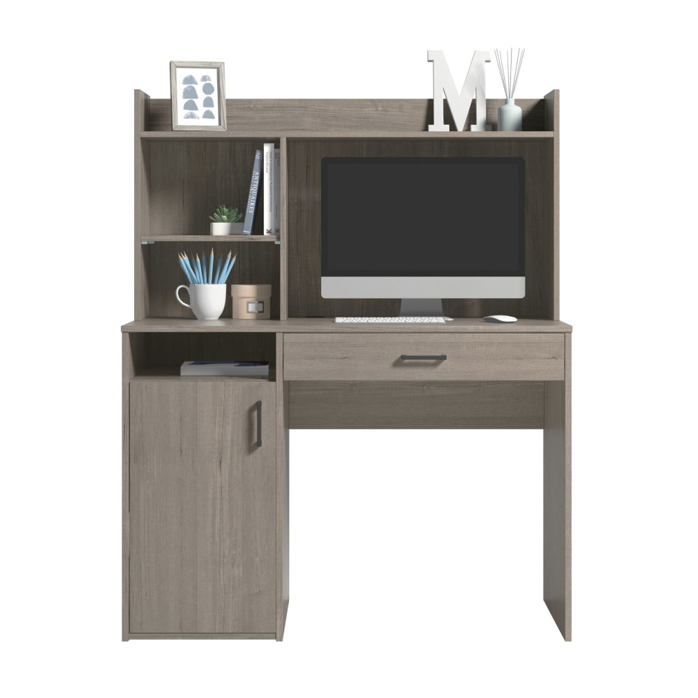 Sauder Beginnings 43inW Computer Desk With Hutch, Silver Sycamore