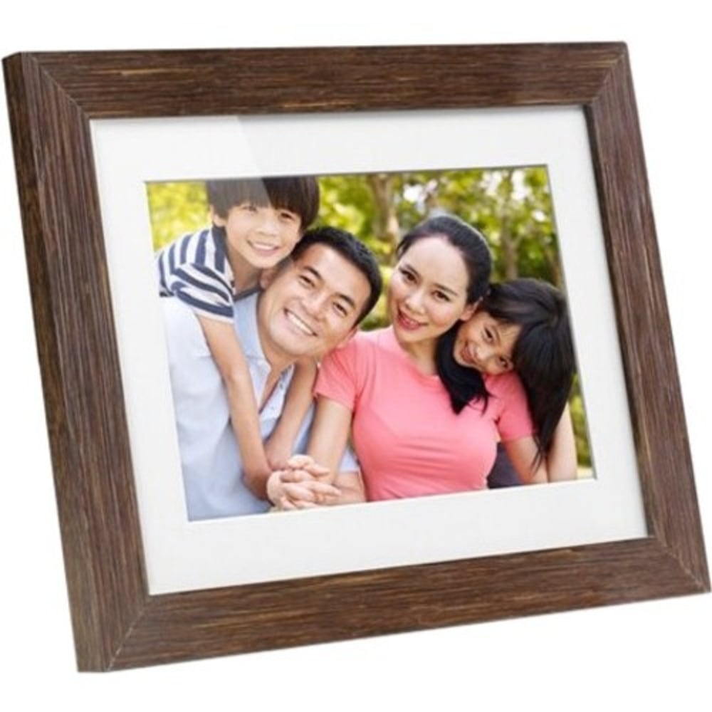 Aluratek 8 inch Distressed Wood Digital Photo Frame with Auto Slideshow Feature - 8in LCD Digital Frame - Wood - 1024 x 768 - Cable - 4:3 - Clock, Slideshow, Calendar - USB - Wall Mountable