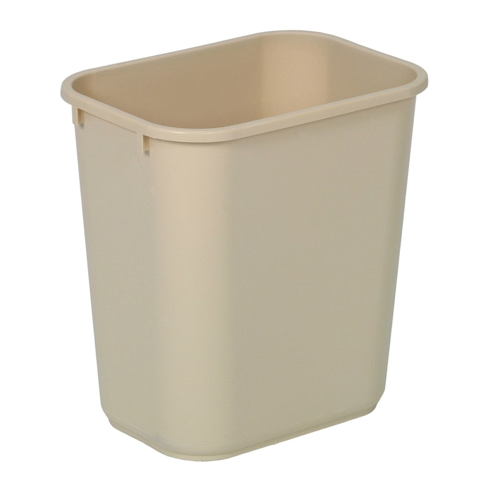 Highmark Rectangular Plastic Wastebasket, 6.5 Gallons, 15inH x 10inW x 14-1/4inD, Beige