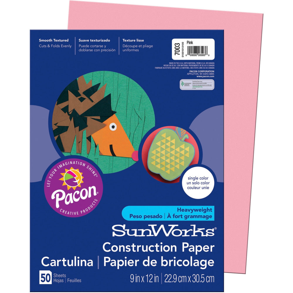 Prang Construction Paper, 9in x 12in, Pink, Pack Of 50