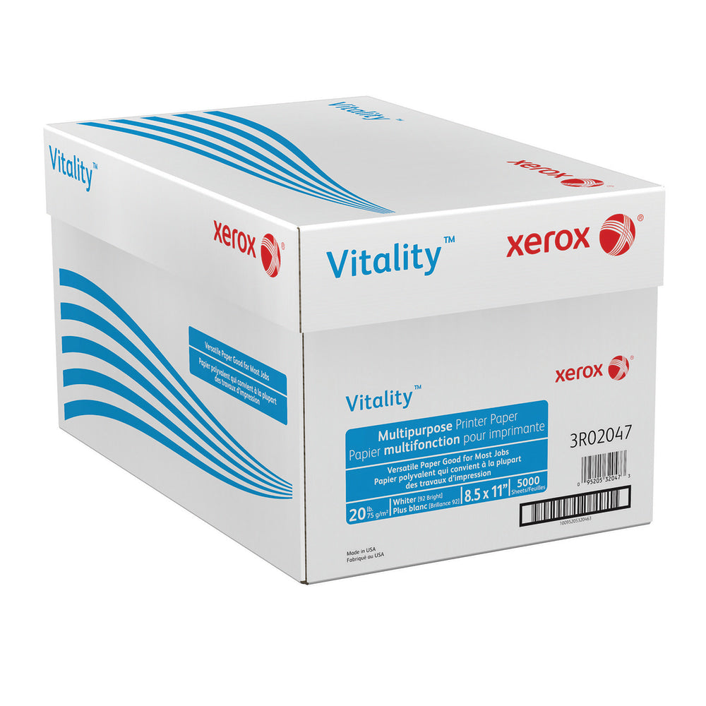 Xerox Vitality Multi-Use Printer & Copy Paper, White, Letter (8.5in x 11in), 5000 Sheets Per Case, 20 Lb, 92 Brightness, FSC Certified, Case Of 10 Reams