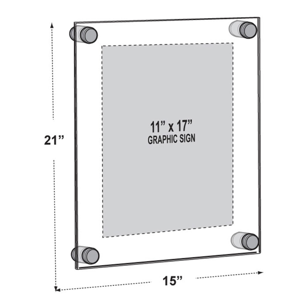 Azar Displays Acrylic Standoff Sign Holder, Ledger Size, 15in x 21in, Clear