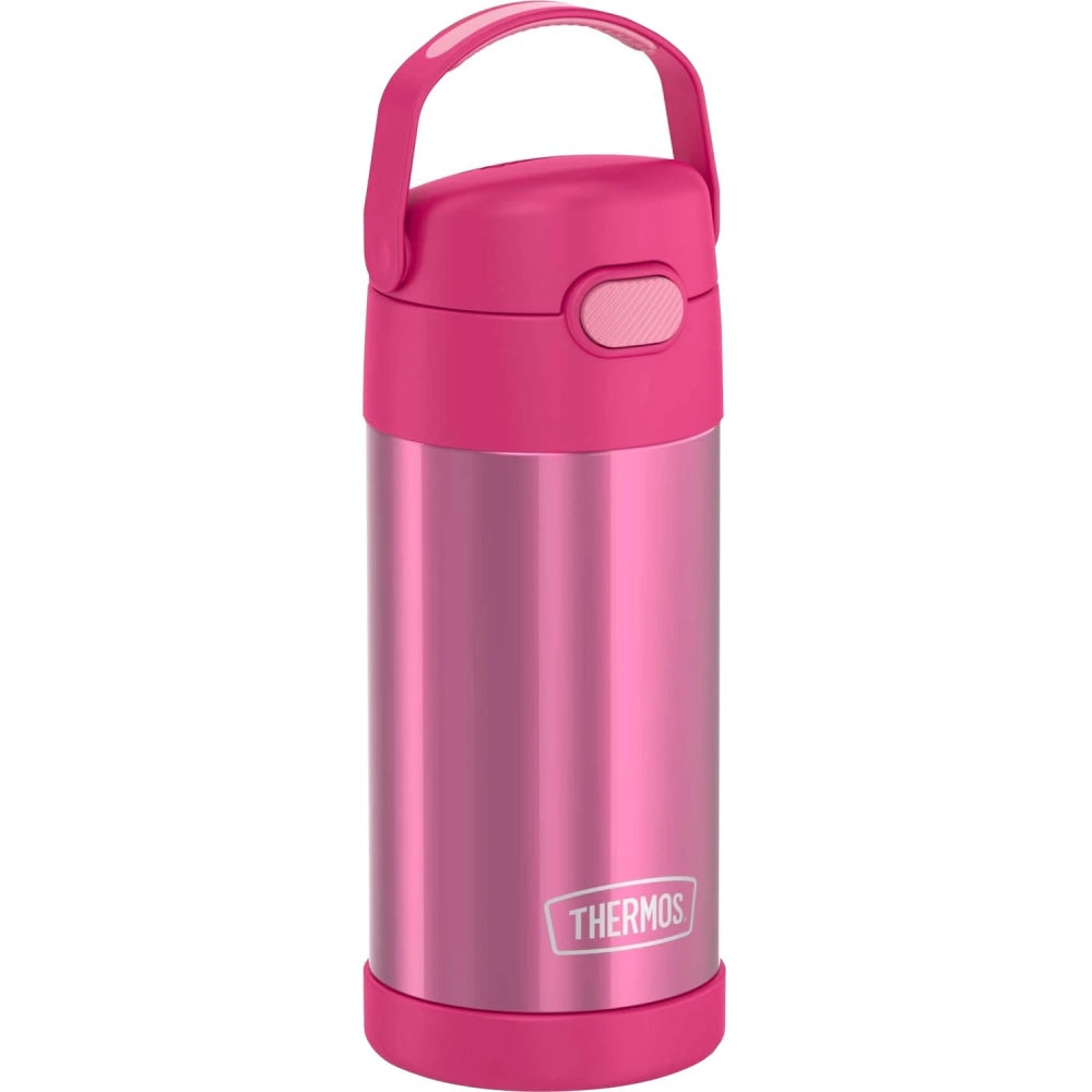 Thermos FUNtainer Water Bottle 12Oz - 12 fl oz - Pink - Stainless Steel, Silicone