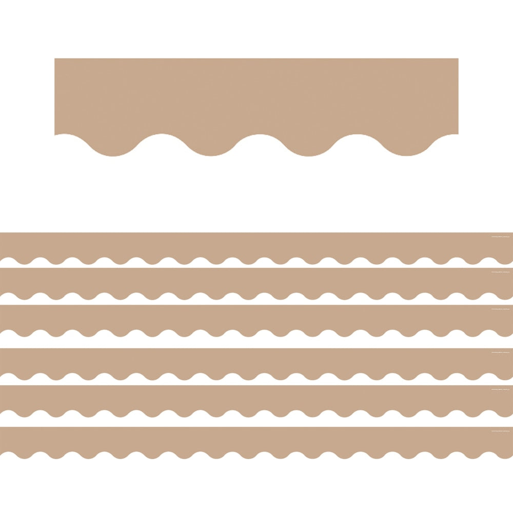 Teacher Created Resources Scalloped Border Trim, Light Brown, 35ft Per Pack, Set Of 6 Packs