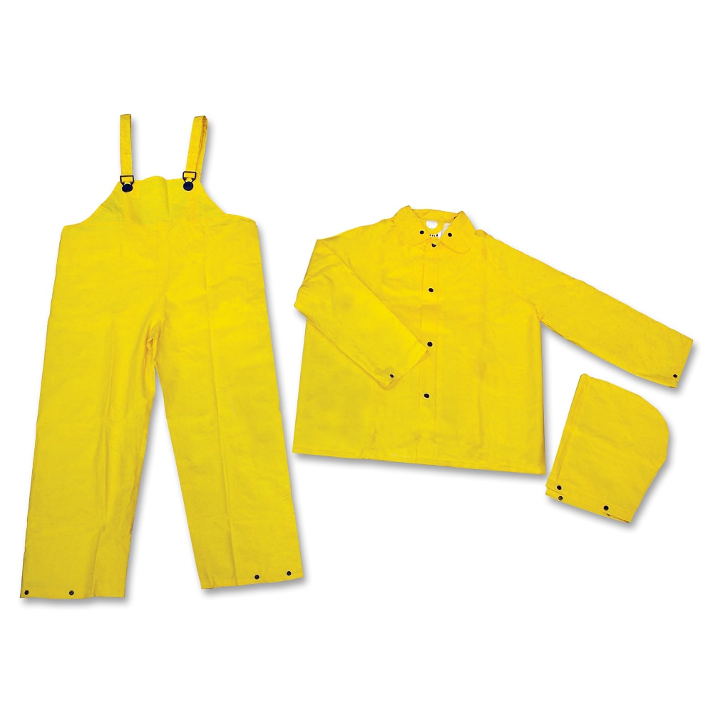 MCR Safety 3-Piece Rainsuit, Medium, Yellow