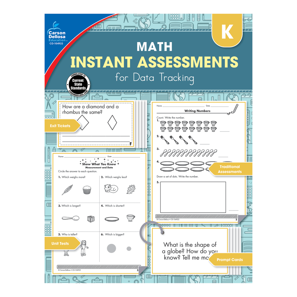 Carson-Dellosa Instant Assessments For Data Tracking Math Resource Book, Grade K