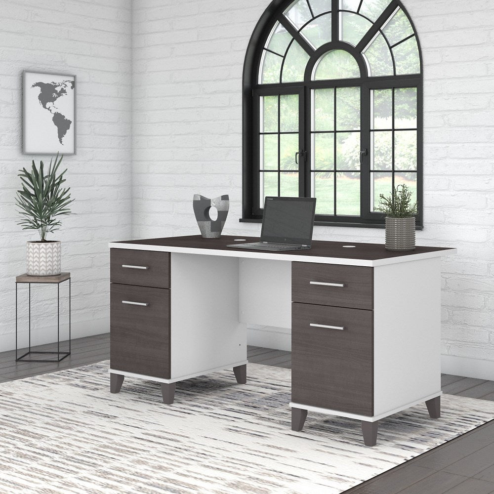 Bush Business Furniture Somerset 60inW Office Computer Desk With Drawers, Storm Gray/White, Standard Delivery