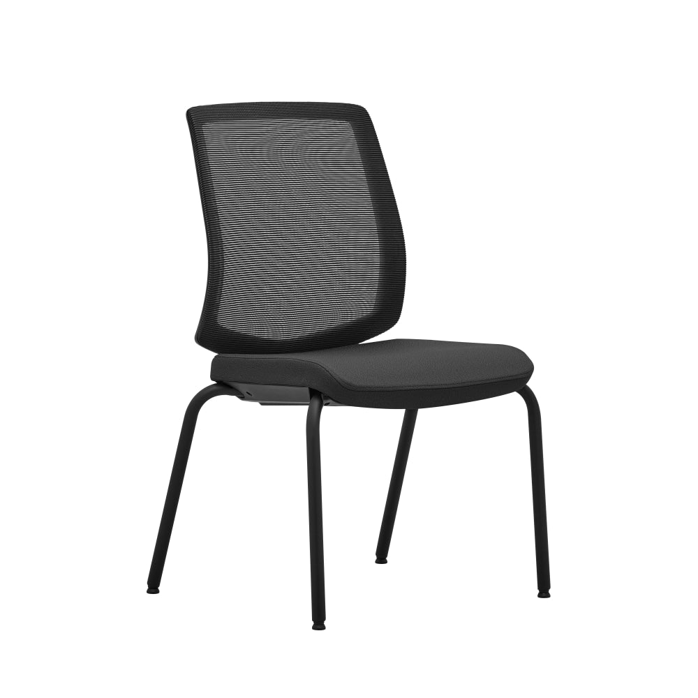 WorkPro Expanse Series Mesh/Fabric Guest Chairs, Black/Black, Set Of 2 Chairs