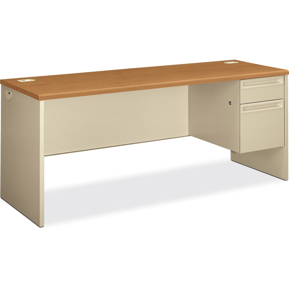 HON 38000 72inW Right-Pedestal Computer Desk Credenza With Lock, Harvest/Putty