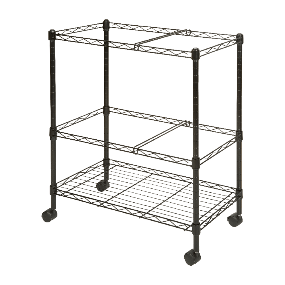 Lorell Mobile Wire File Cart, 2-Tier, 26inW x 12-1/2inD x 30inH, Black