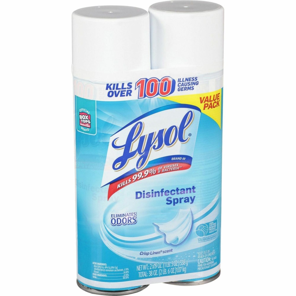 Lysol Disinfectant Spray, 19 Oz, Crisp Linen, Carton Of 8 Bottles