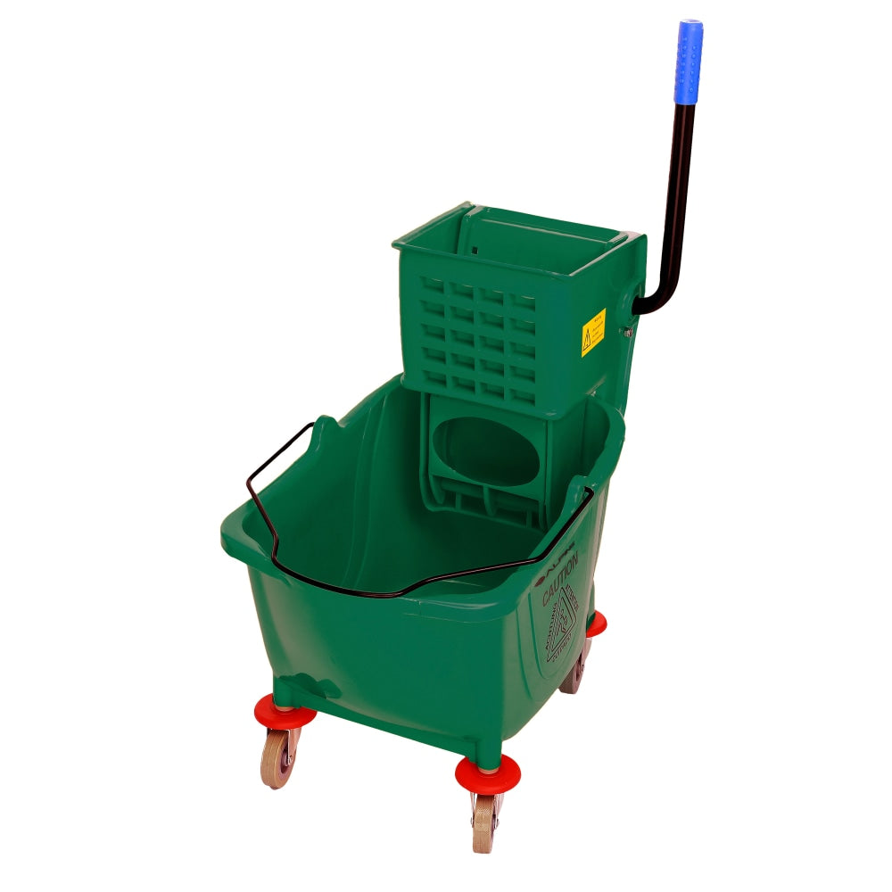 Alpine PVC Mop Bucket With Side Wringer, 36 Qt, 35inH x 15inW x 25inD, Green