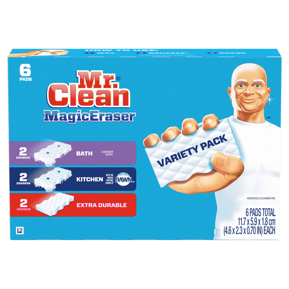 Mr. Clean Magic Eraser Cleaning Pads Variety Packs, 6 Pads Per Pack, Set Of 2 Packs