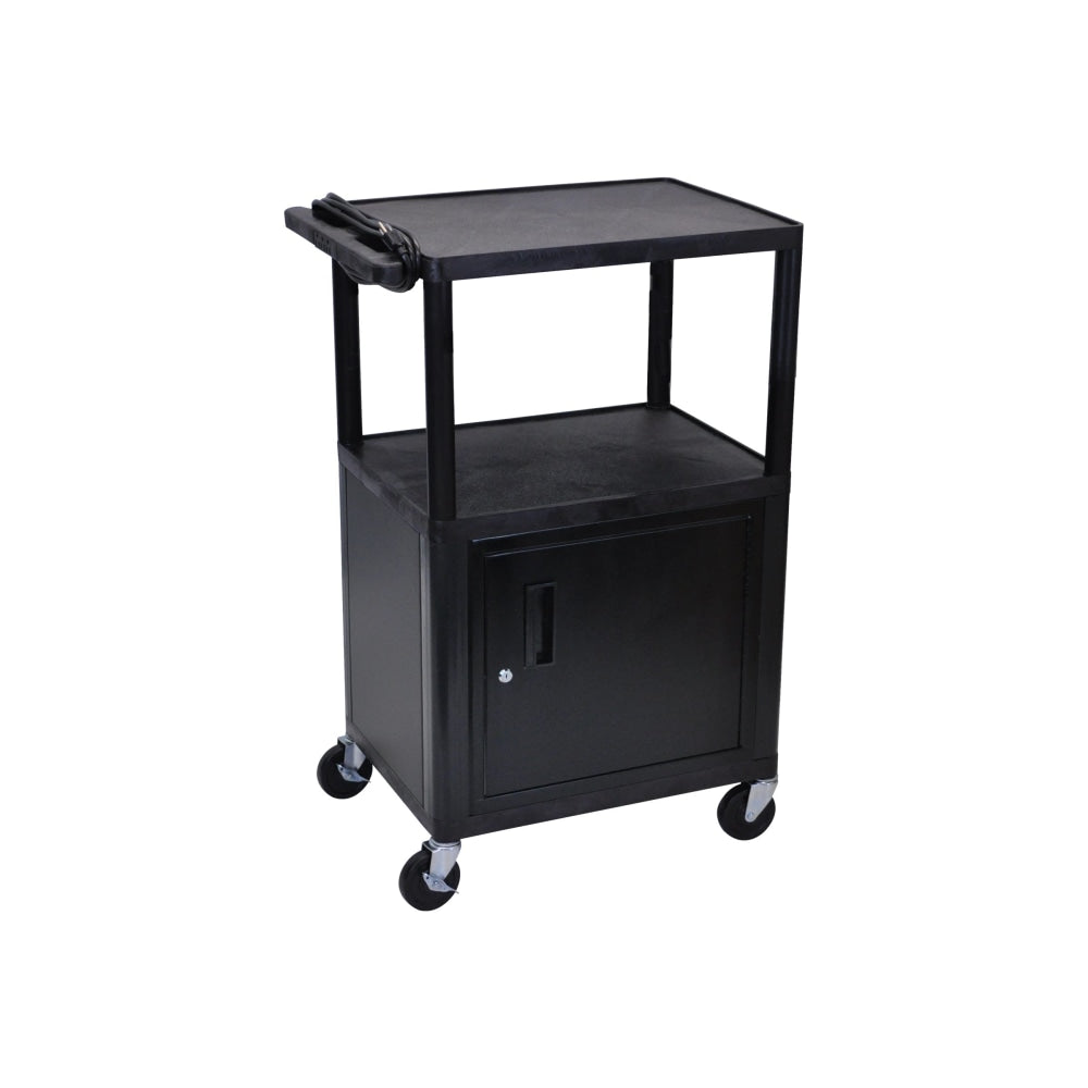 H. Wilson Audio/Visual Cart With Front Shelf And Electrical Assembly, 42inH x 24inW x 18inD, Black/Gray