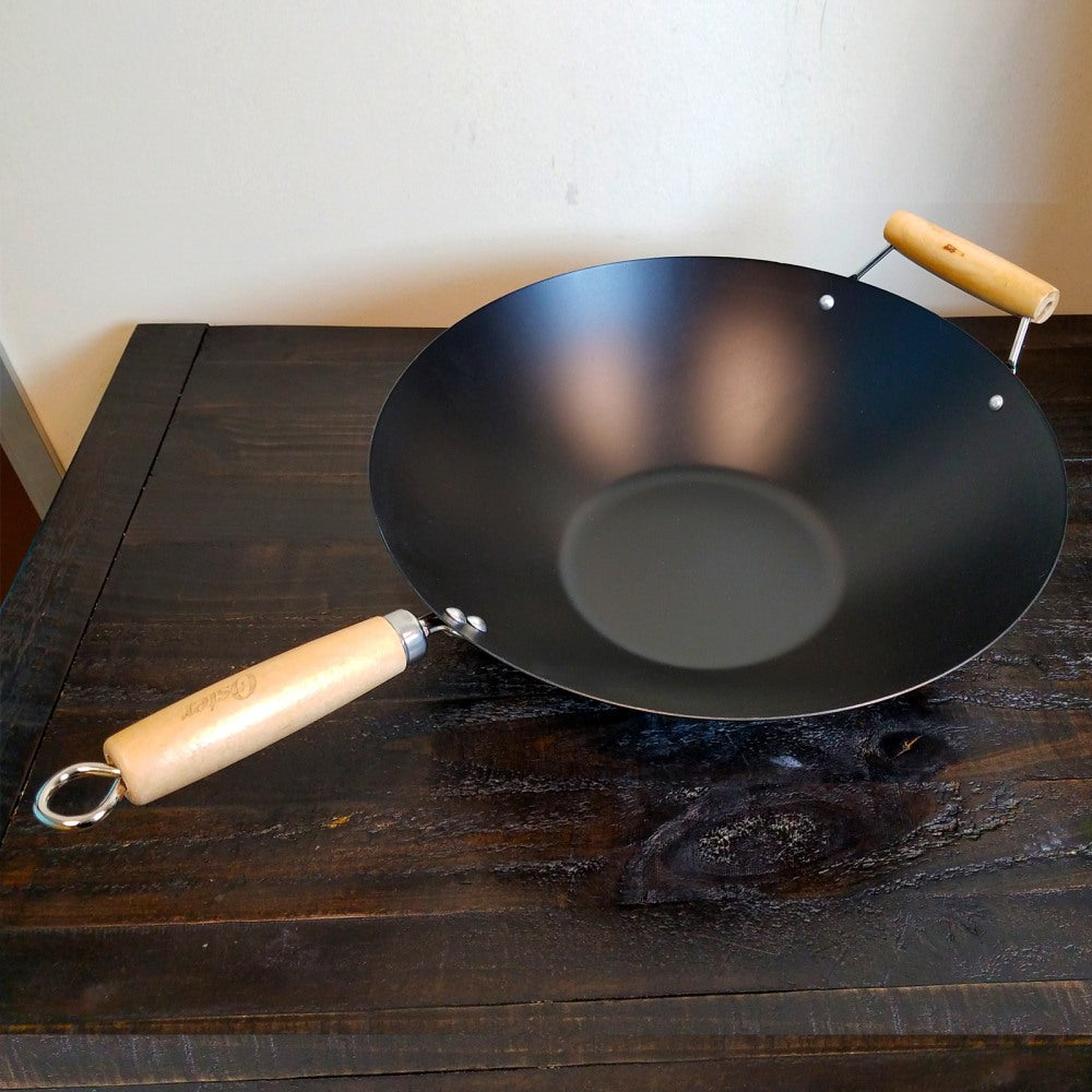 Oster Findley 13-3/4in Carbon Steel Wok, Black