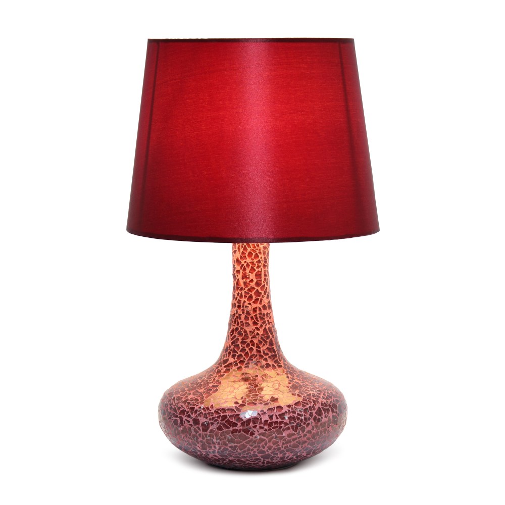 Simple Designs Mosaic Table Lamp, 14 1/4inH, Red Shade/Red Base