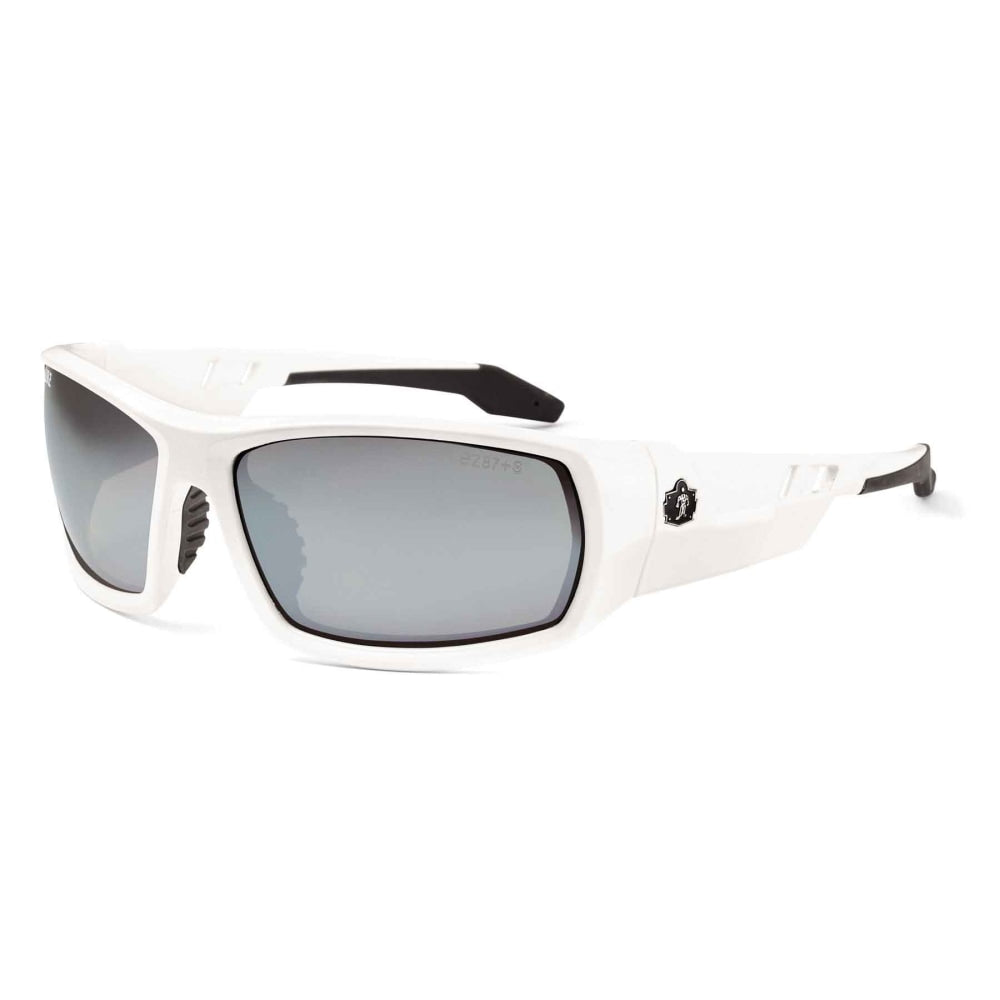 Ergodyne Skullerz Safety Glasses, Odin, White Frame, Silver Mirror Lens