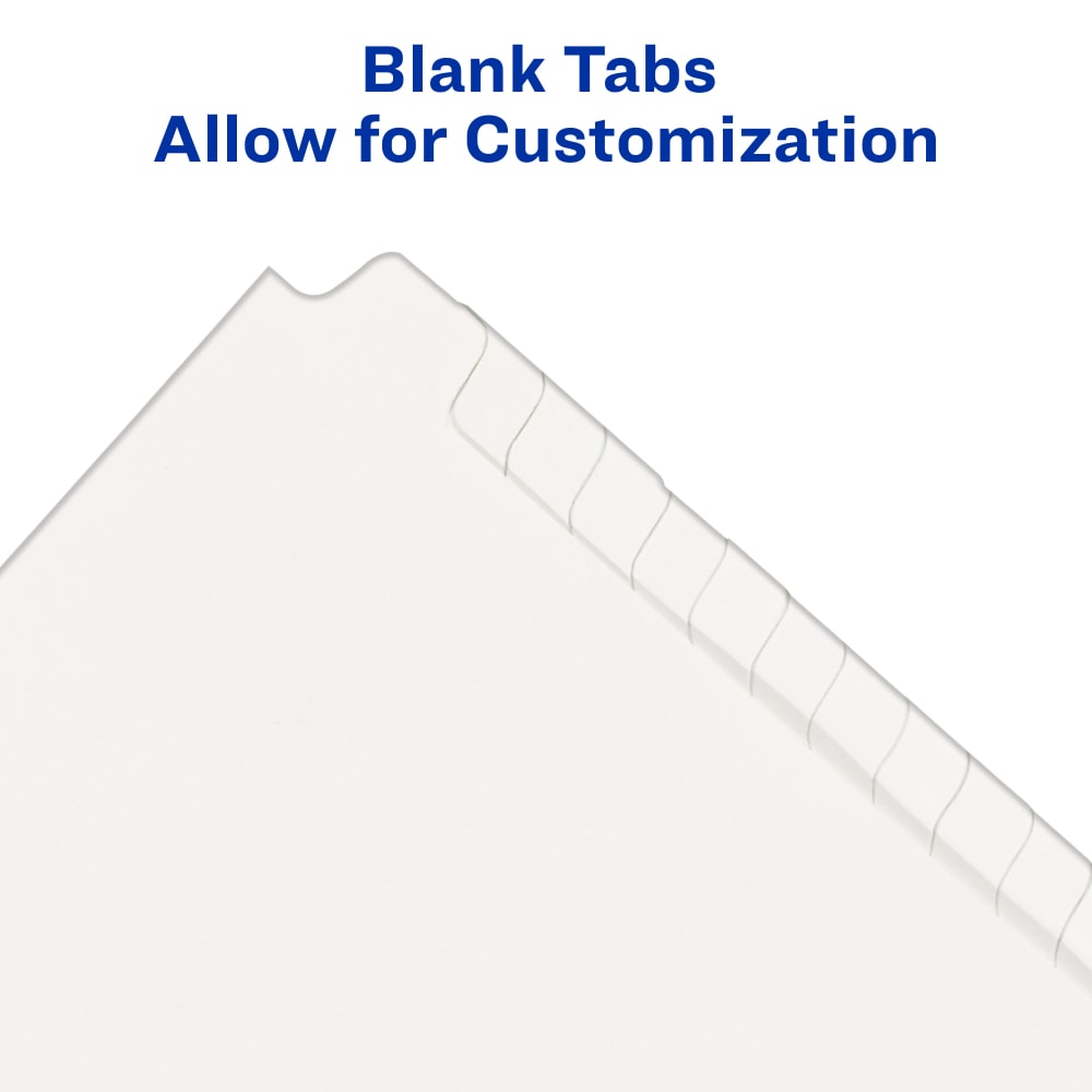 Avery Blank Tab Legal Exhibit Dividers, 8 1/2 x 11, White Unlaminated Tabs, Pack Of 25, Standard Collated