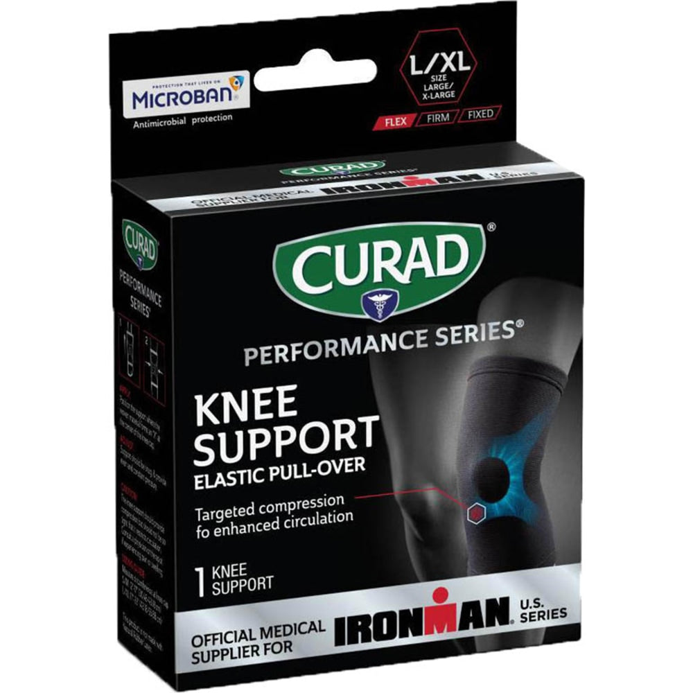 CURAD Elastic Knee Support With Microban, Large/X-Large, Black