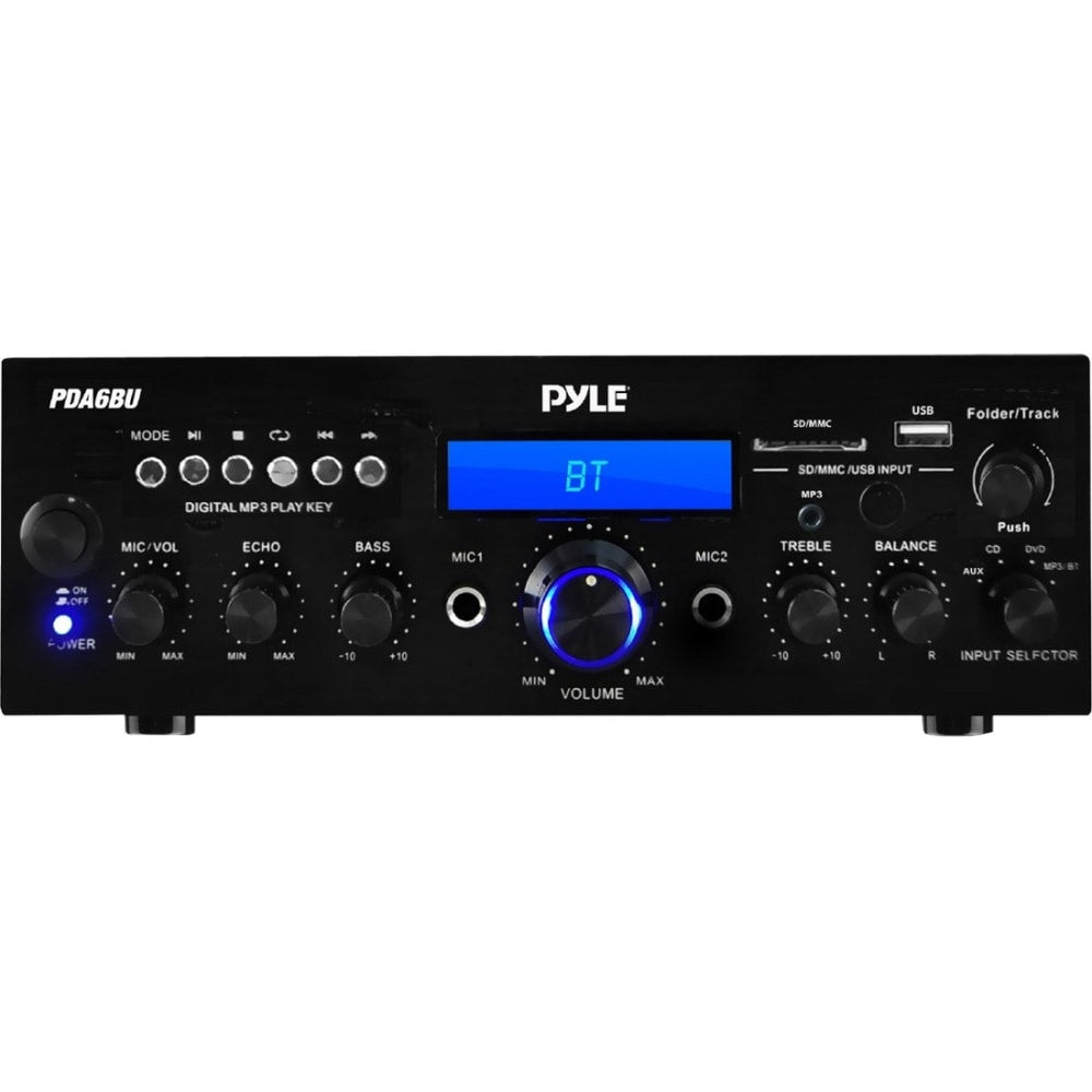 Pyle PDA6BU Amplifier - 200 W RMS - 2 Channel - 20 Hz to 20 kHz - FM - Bluetooth - USB