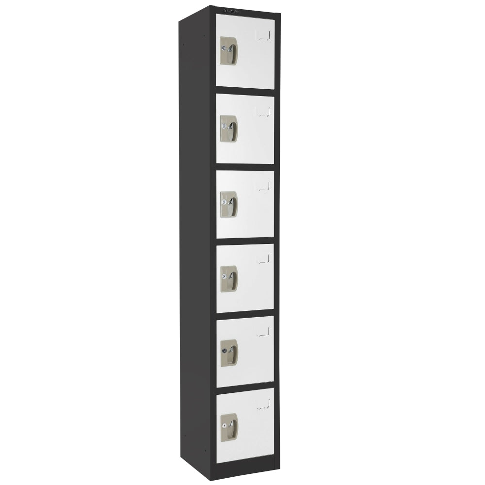 Alpine 6-Tier Steel Locker, 72inH x 12inW x 12inD, Black/White