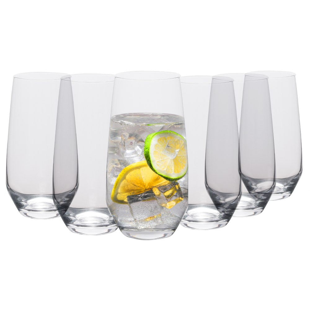 Table 12 Lead-Free Crystal Large Beverage Glasses, 16.5 Oz, Clear, Set Of 6 Glasses