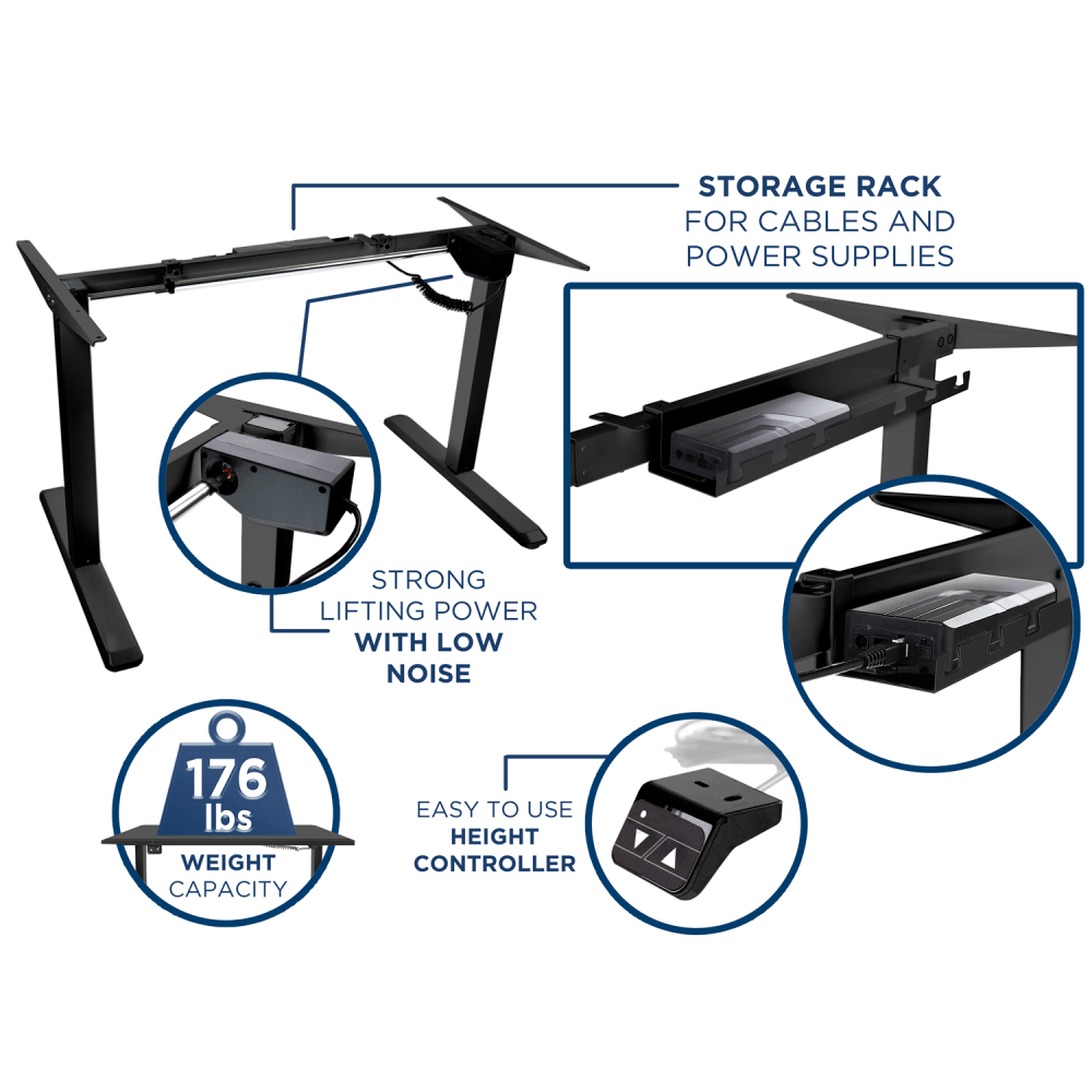 Mount-It! MI-7980B Electric Standing Desk Frame With Controller, Black