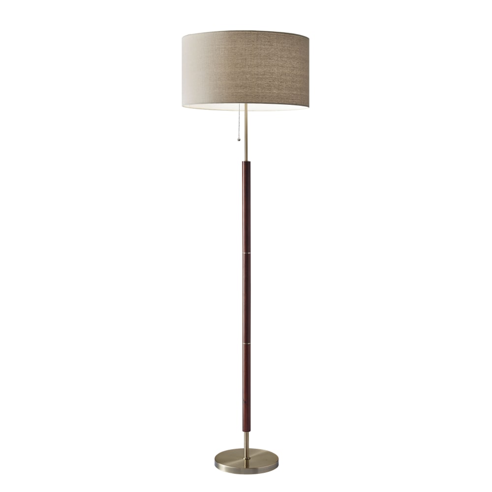 Adesso Hamilton Floor Lamp, 65 1/2inH, Natural Shade/Antique Brass Base