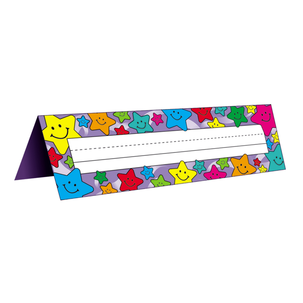 Teacher Created Resources Tented Name Plates, Happy Stars, 36 Plates Per Pack, Set Of 3 Packs