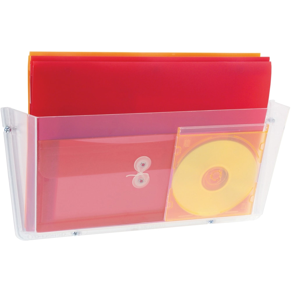 Deflecto Unbreakable Plastic Wall Pockets - 1 Compartment(s) - 6.5in Height x 17.5in Width x 3in Depth - Wall Mountable - Clear - Plastic - 1Each