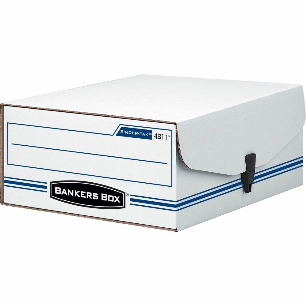 Bankers Box Liberty Binder Pak Storage Box, 4 3/4in x 9 3/4in x 11 7/8in, 35% Recycled, White/Blue