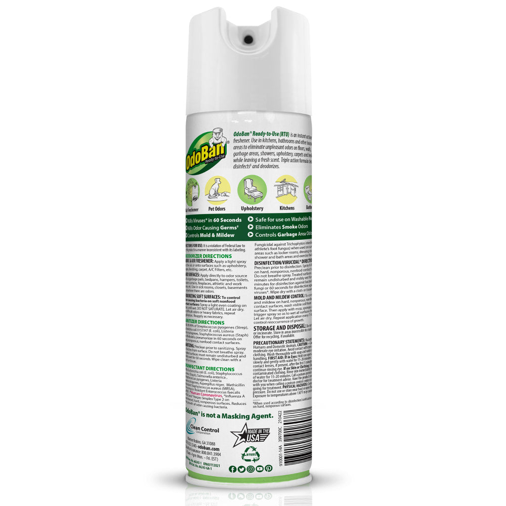 OdoBan Odor Eliminator Disinfectant 360 deg. Spray, Eucalyptus, 14.6 Oz, Pack Of 6 Bottles