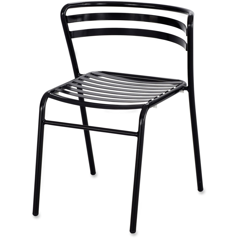 Safco CoGo Steel Seat Stacking Chair, 16 1/2in Seat Width, Black Seat/Black Frame, Quantity: 2