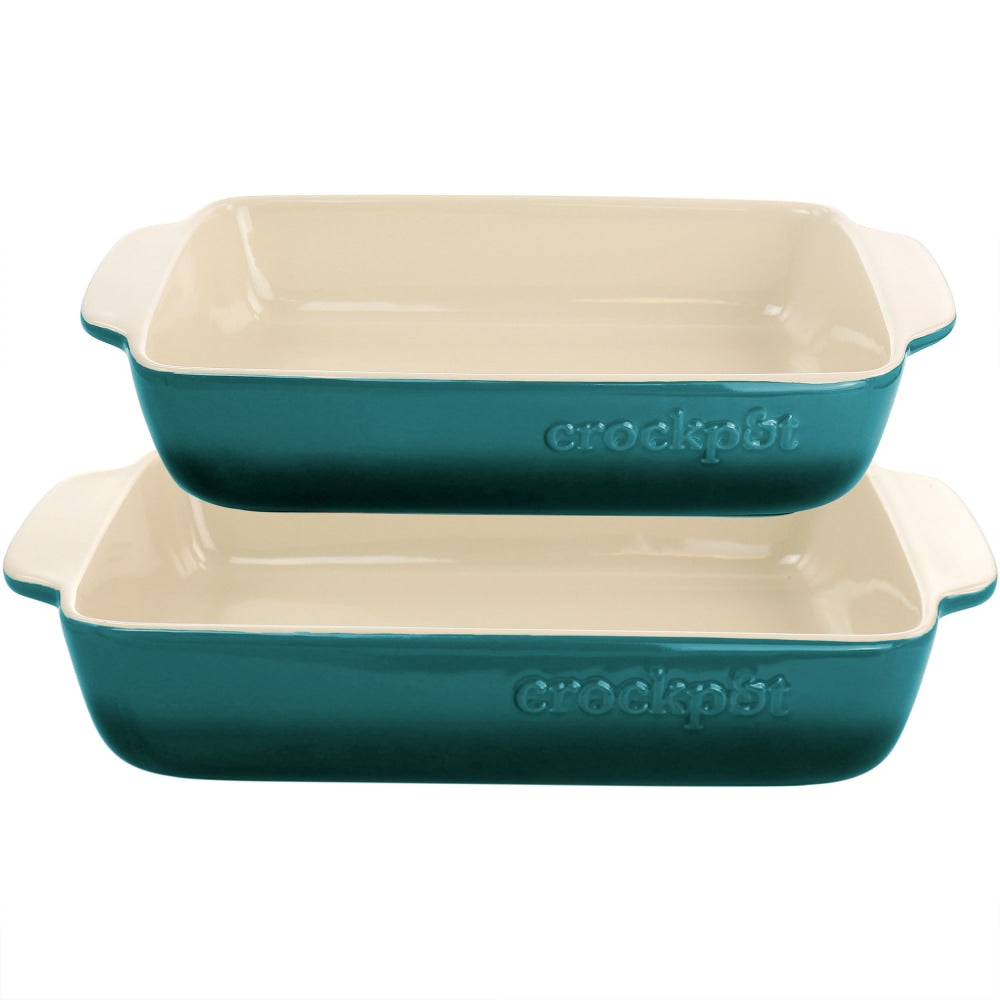 Gibson Crock Pot Artisan 2-Piece Stoneware Bake Pan Set, Teal