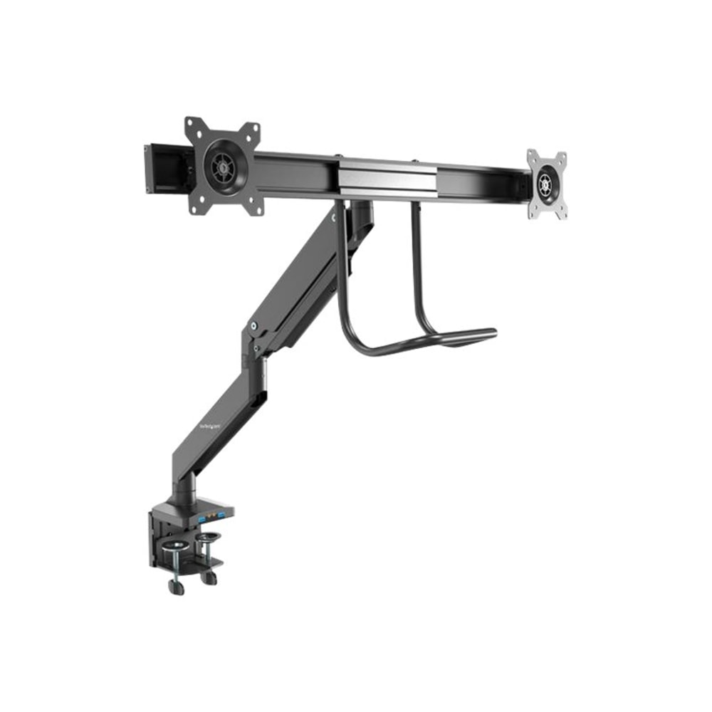 StarTech.com Desk Mount Dual Monitor Arm with USB & Audio - Slim Full Motion Dual Monitor VESA Mount up to 32in Displays - C-Clamp/Grommet