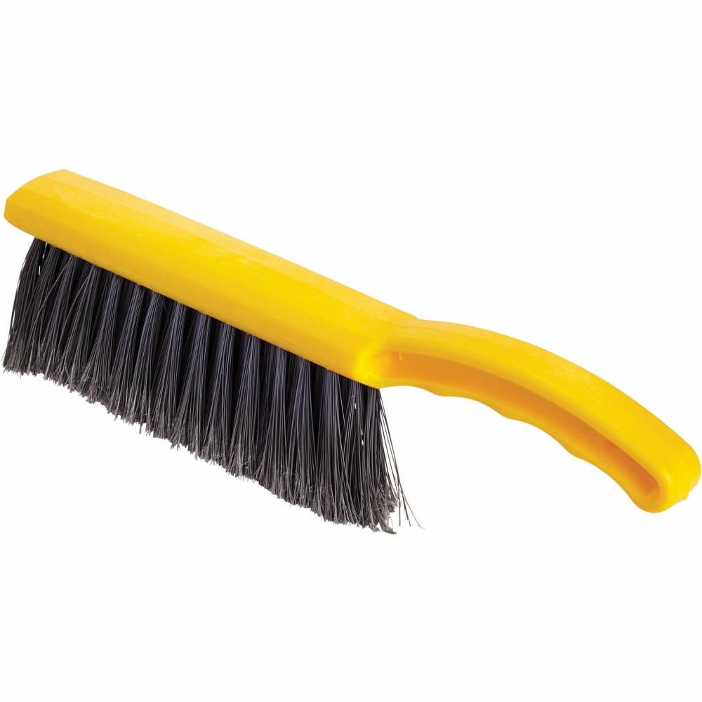 Rubbermaid Commercial Countertop Block Brush - 8in Synthetic Bristle - 12.5in Overall Length - 6 / Carton - Yellow, Silver