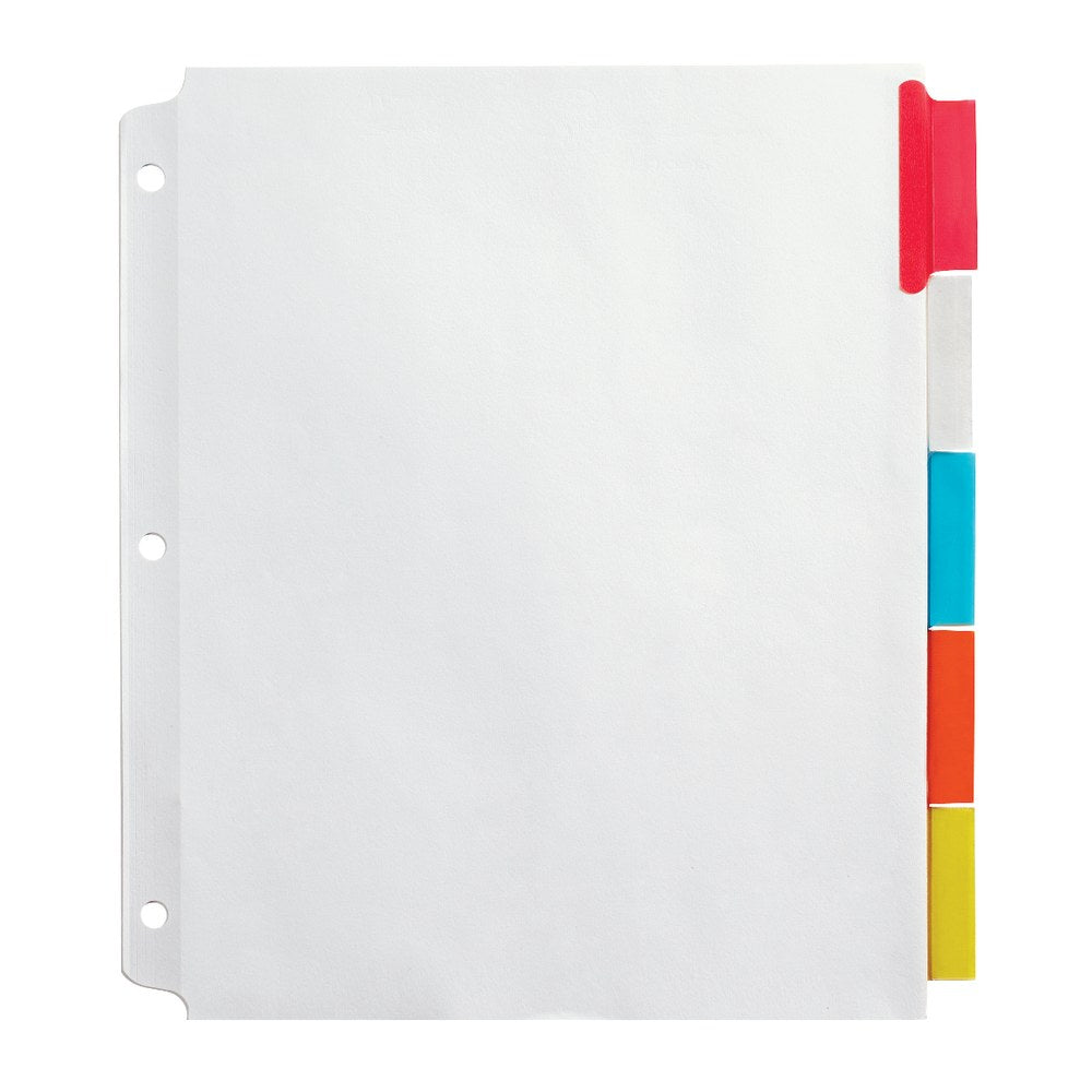 Office Depot Brand Insertable Extra-Wide Dividers With Big Tabs, Assorted Colors, 5-Tab