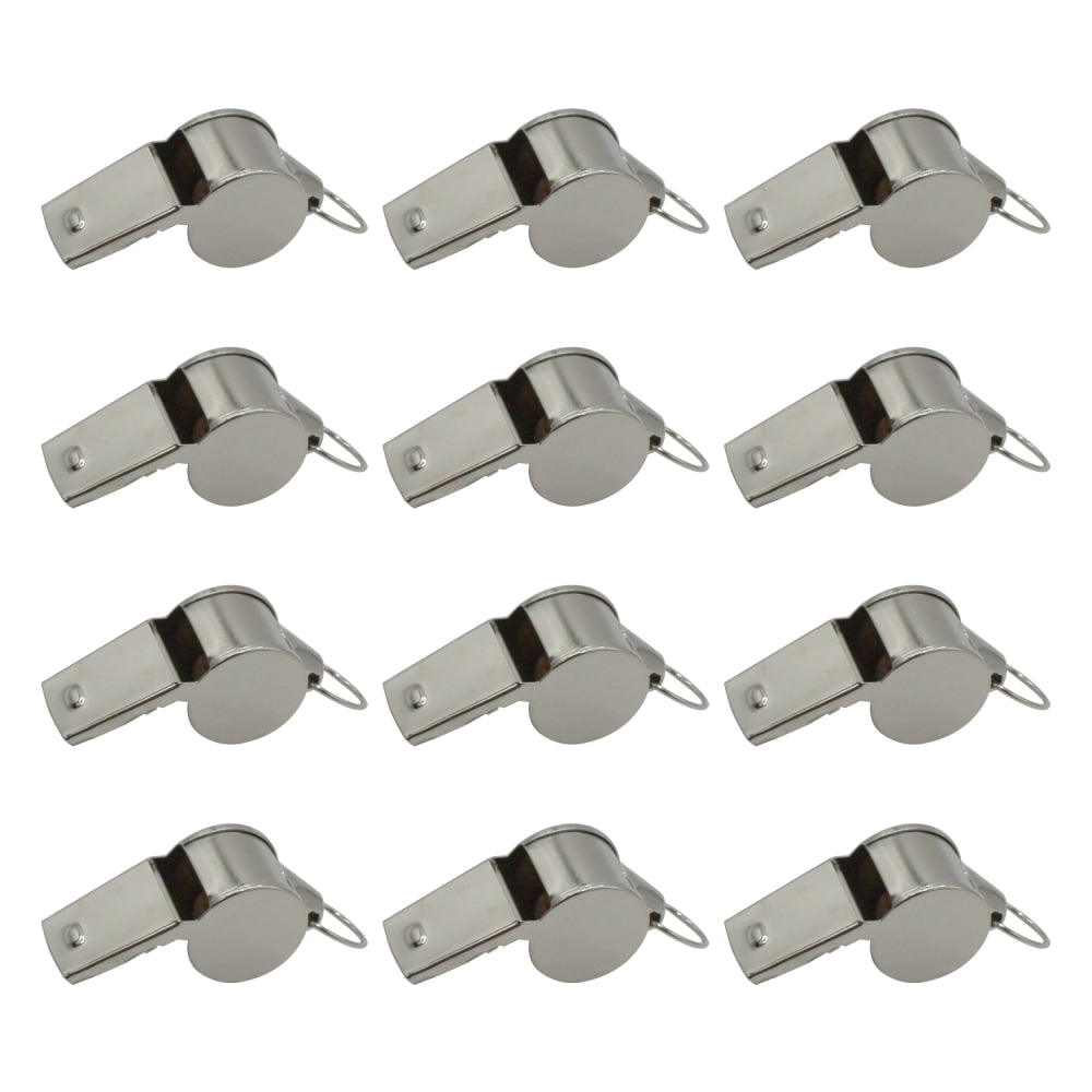 Champion Sports Medium Weight Metal Whistles, Silver, 12 Whistles Per Pack, Set Of 3 Packs