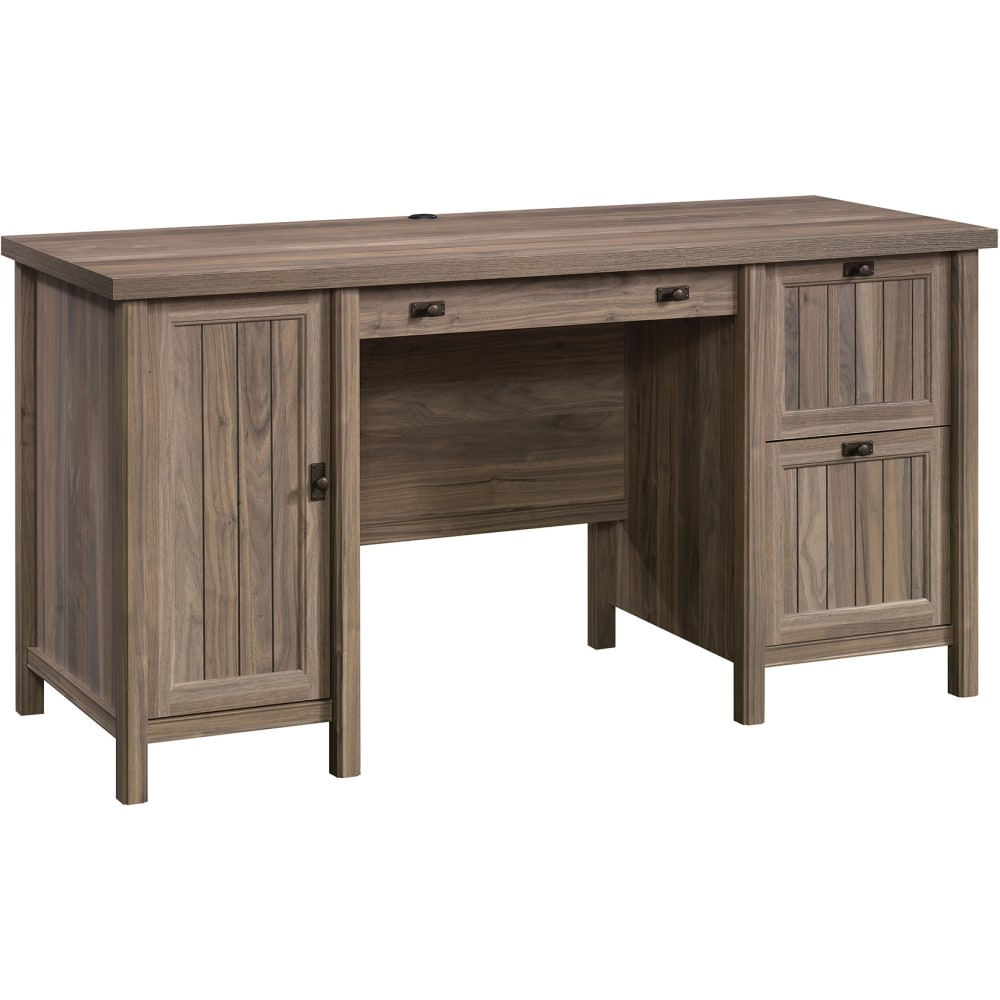 Sauder Costa 60inW Computer Desk, Washed Walnut