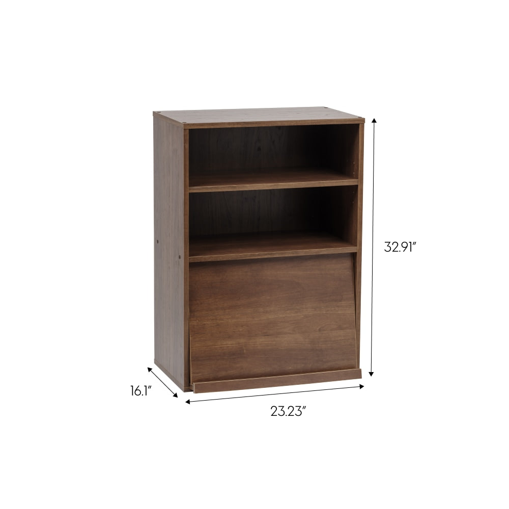 IRIS 33inH Open Wood-Shelf With Pocket Door, Brown